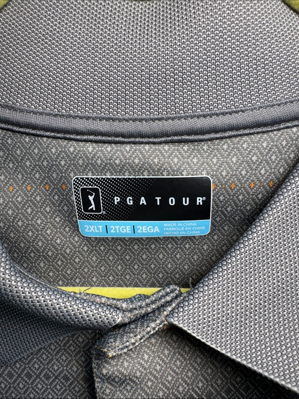 PGA Tour Men's Light Gray Polo with Subtle Pattern - Picture 2 of 7